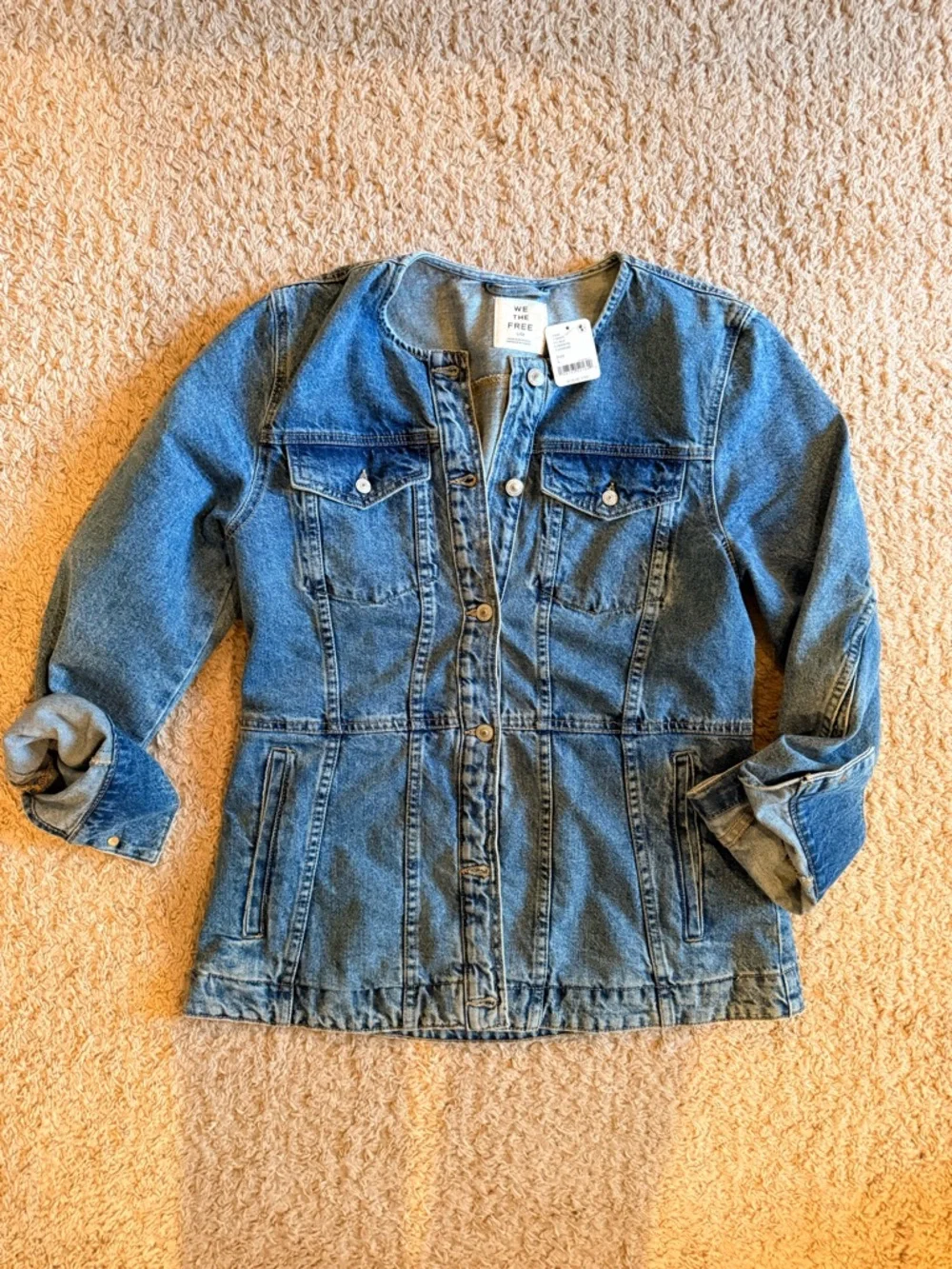 Free People Light Blue Button-Front Denim Jacket - Picture 5 of 6